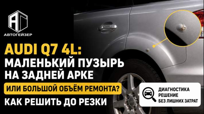 Audi Q7 4L: маленький пузырь на задней арке или большой объём ремонта — как решить до резки