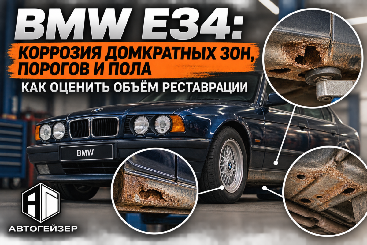 BMW E34: коррозия домкратных зон, порогов и пола — как оценить объём реставрации